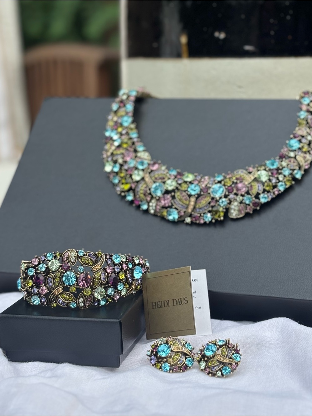 Heidi Daus Fantasy in Flight Dragonfly Crystal Necklace Bracelet Earrings Set